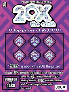 20X the Cash $1 scratch-off ticket