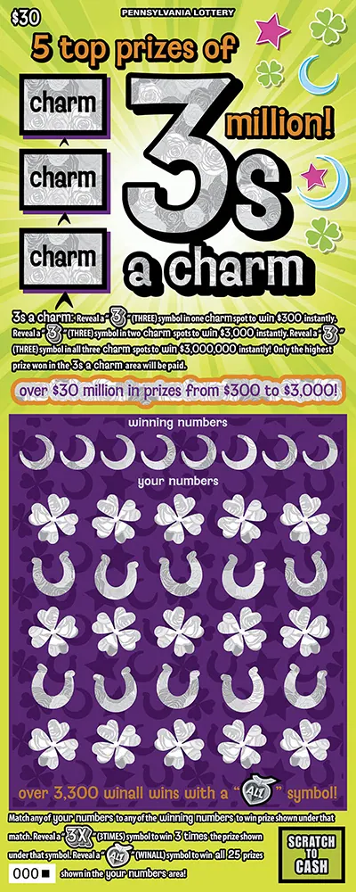 3s a Charm $30 Pennsylvania scratch-off ticket