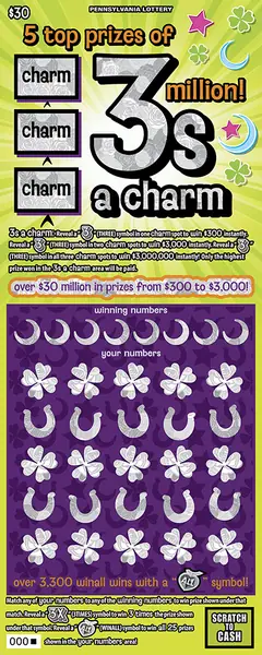 3s a Charm $30 scratch-off ticket