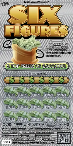 Six Figures $10 scratch-off ticket
