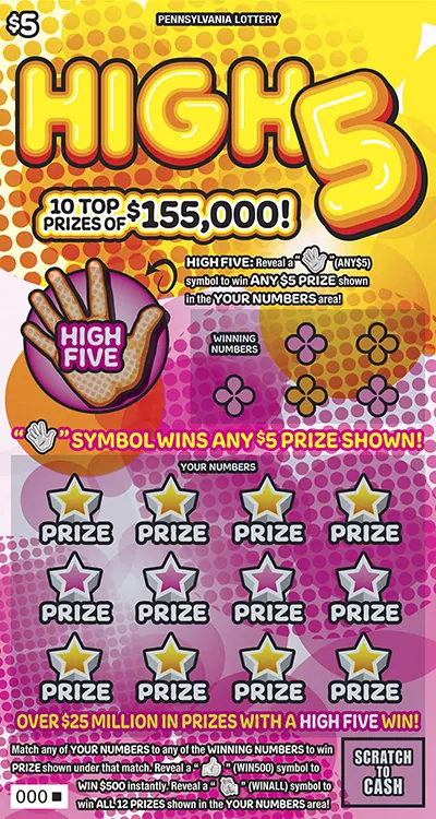 High 5 $5 Pennsylvania scratch-off ticket