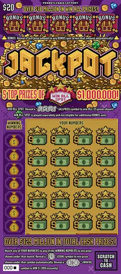 Jackpot $20 scratch-off ticket