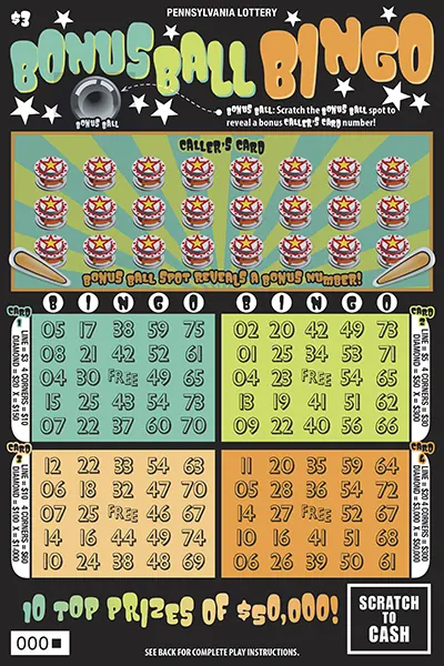 Bonus Ball Bingo $3 Pennsylvania scratch-off ticket