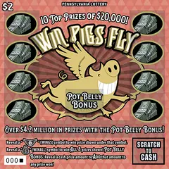 Win Pigs Fly $2 scratch-off ticket