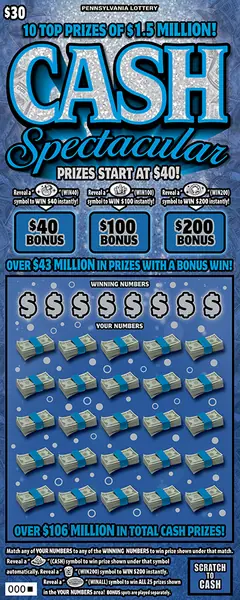 Cash Spectacular $30 scratch-off ticket