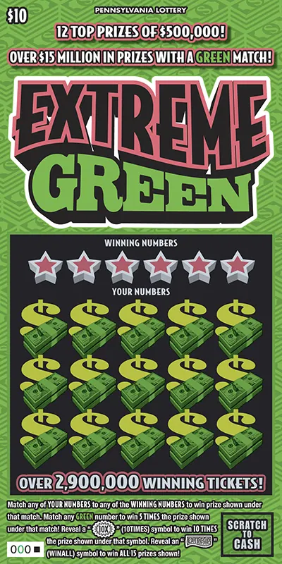 Extreme Green $10 Pennsylvania scratch-off ticket