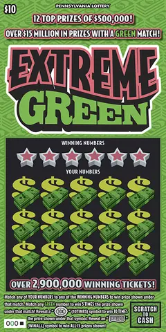 Extreme Green $10 scratch-off ticket