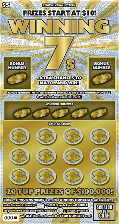 Winning 7s $5 Pennsylvania scratch-off ticket
