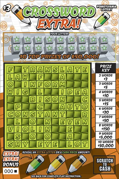 Crossword Extra $3 Pennsylvania scratch-off ticket