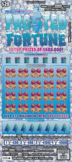 Fro$ted Fortune $20 scratch-off ticket