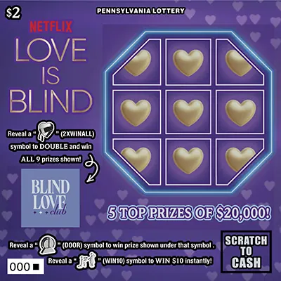 LOVE IS BLIND $2 Pennsylvania scratch-off ticket