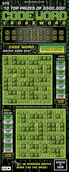 Code Word Crossword* $10 scratch-off ticket