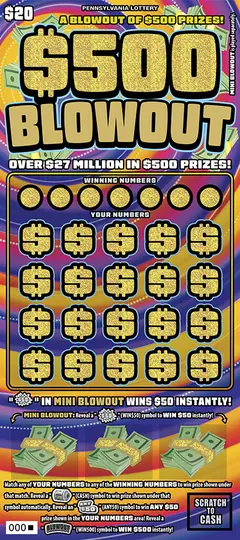 $500 Blowout $20 scratch-off ticket