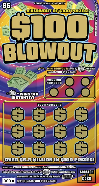 $100 Blowout $5 Pennsylvania scratch-off ticket