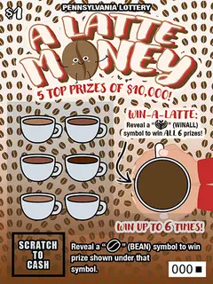 A Latte Money $1 scratch-off ticket