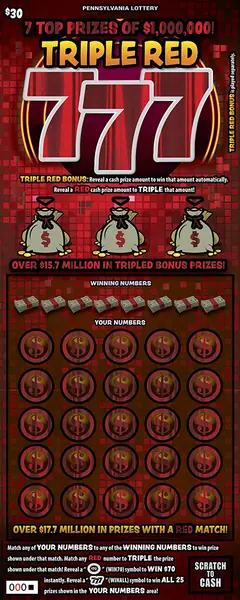 Triple Red 777 $30 scratch-off ticket