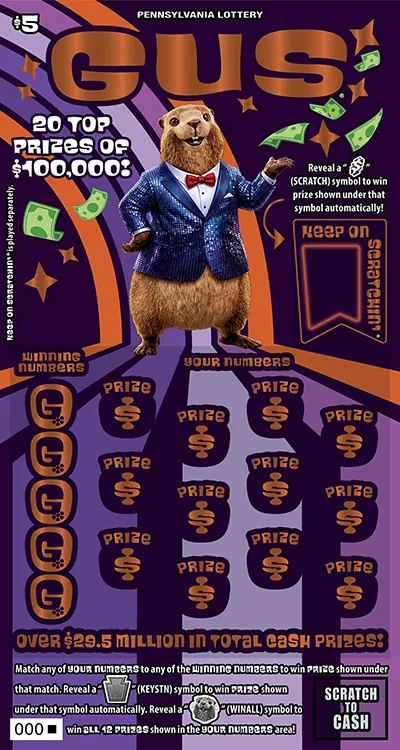 GUS® $5 Pennsylvania scratch-off ticket