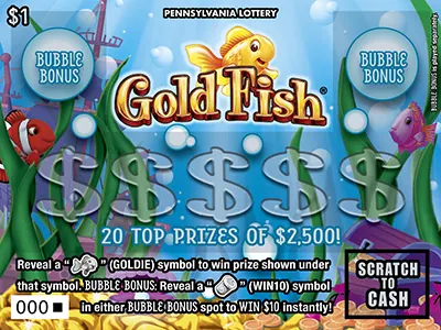 GOLD FISH® $1 Pennsylvania scratch-off ticket