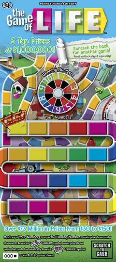 THE GAME OF LIFE $20 scratch-off ticket (image: Pennsylvania Lottery)