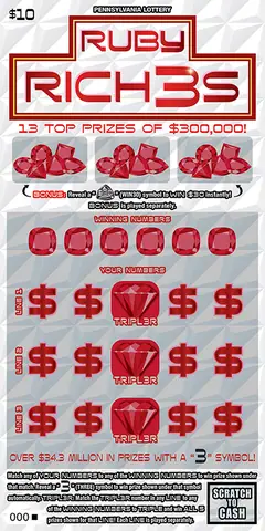 Ruby Rich3s $10 scratch-off ticket