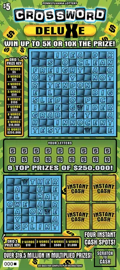 Crossword Deluxe $5 scratch-off ticket