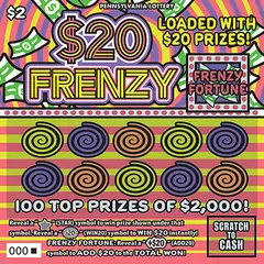 $20 Frenzy $2 scratch-off ticket