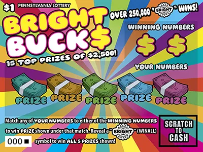 Bright Buck$ $1 Pennsylvania scratch-off ticket