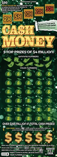 Ca$h Money $50 scratch-off ticket (image: Pennsylvania Lottery)