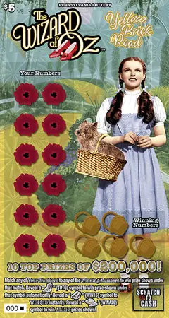 THE WIZARD OF OZ™ YELLOW BRICK ROAD $5 scratch-off ticket