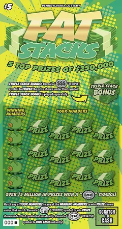 Fat Stacks $5 scratch-off ticket