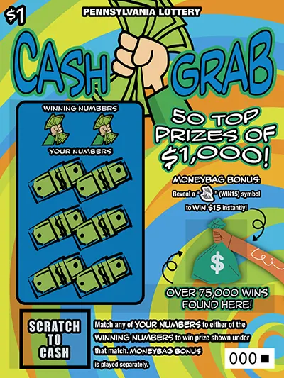 Cash Grab $1 Pennsylvania scratch-off ticket