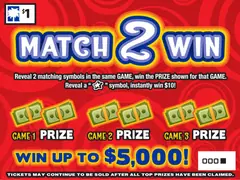 Match 2 Win $1 scratch-off ticket