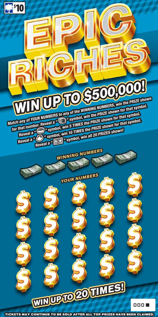Epic Riches $10 South Carolina scratch-off ticket