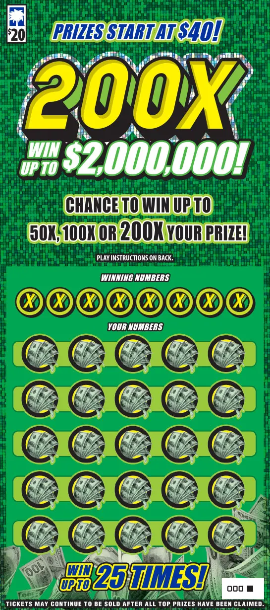 200X $20 South Carolina scratch-off ticket