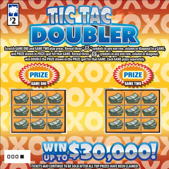 Tic Tac Doubler $2 South Carolina scratch-off ticket