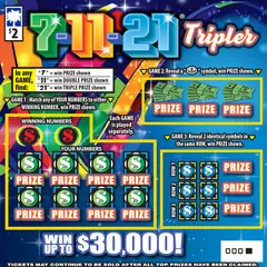 7-11-21 Tripler $2 scratch-off ticket