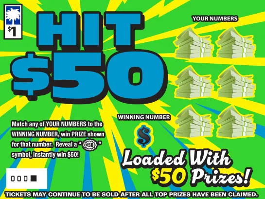 Hit $50 $1 South Carolina scratch-off ticket