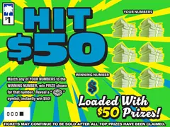 Hit $50 $1 scratch-off ticket