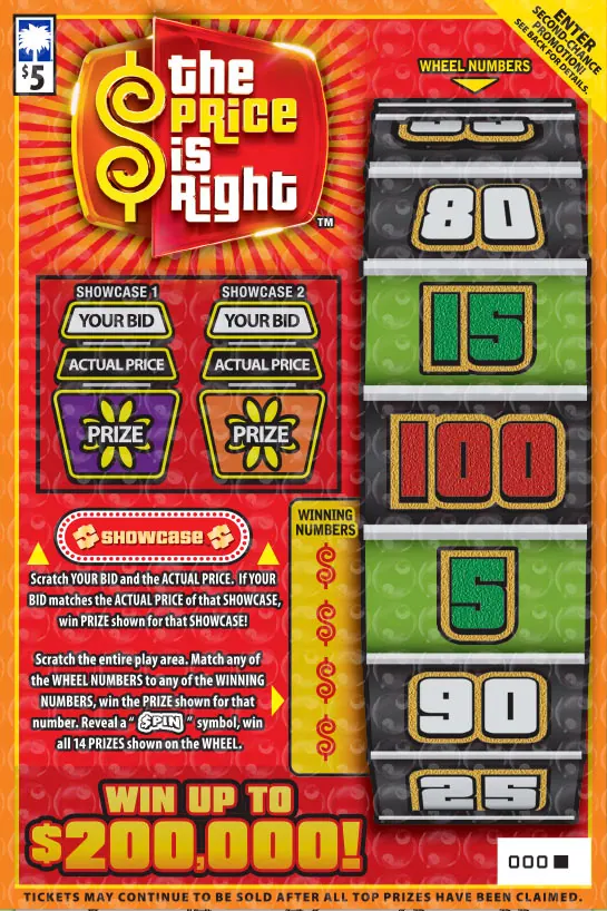 THE PRICE IS RIGHT™ $5 South Carolina scratch-off ticket