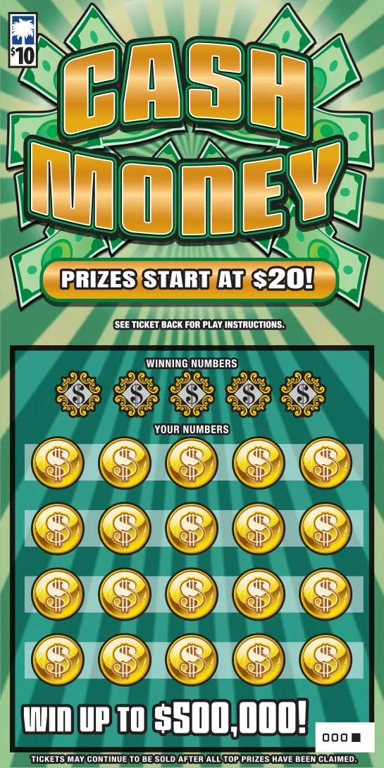 Cash Money $10 South Carolina scratch-off ticket