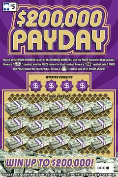 $200,000 Payday $5 scratch-off ticket (image: South Carolina Education Lottery)