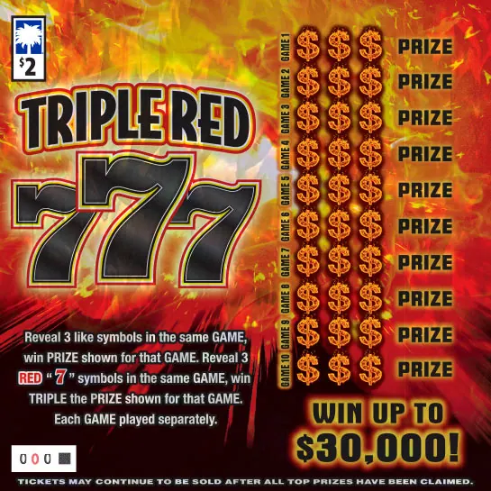 Triple Red 777 ($2) $2 South Carolina scratch-off ticket