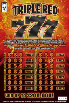 Triple Red 777 ($5) $5 scratch-off ticket