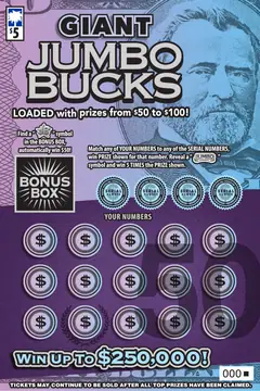 Giant Jumbo Bucks $5 scratch-off ticket (image: South Carolina Education Lottery)