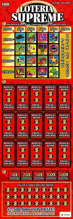 Loteria Supreme $100 scratch-off ticket