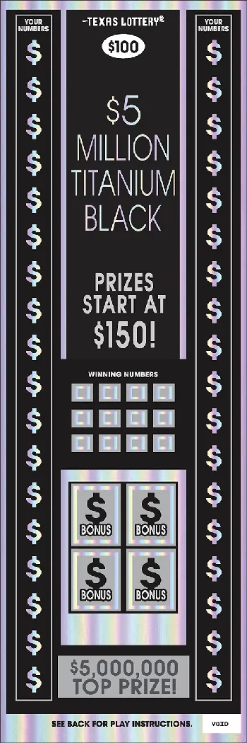 $5 Million Titanium Black $100 Texas scratch-off ticket