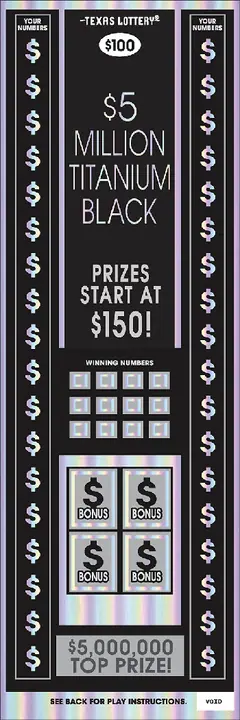 $5 Million Titanium Black $100 scratch-off ticket (image: Texas Lottery)