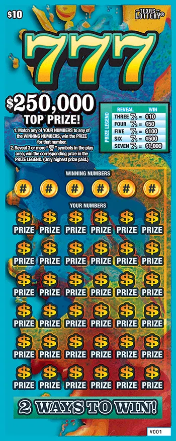 777 $10 Texas scratch-off ticket