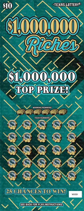 $1,000,000 Riches $10 Texas scratch-off ticket