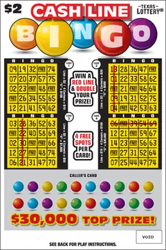 Cash Line Bingo $2 scratch-off ticket